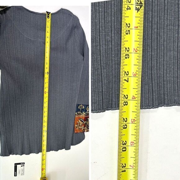 Soft Surrounding XL Tunic Top Embroidered India Boho Ribbed Gray - Picture 13 of 15